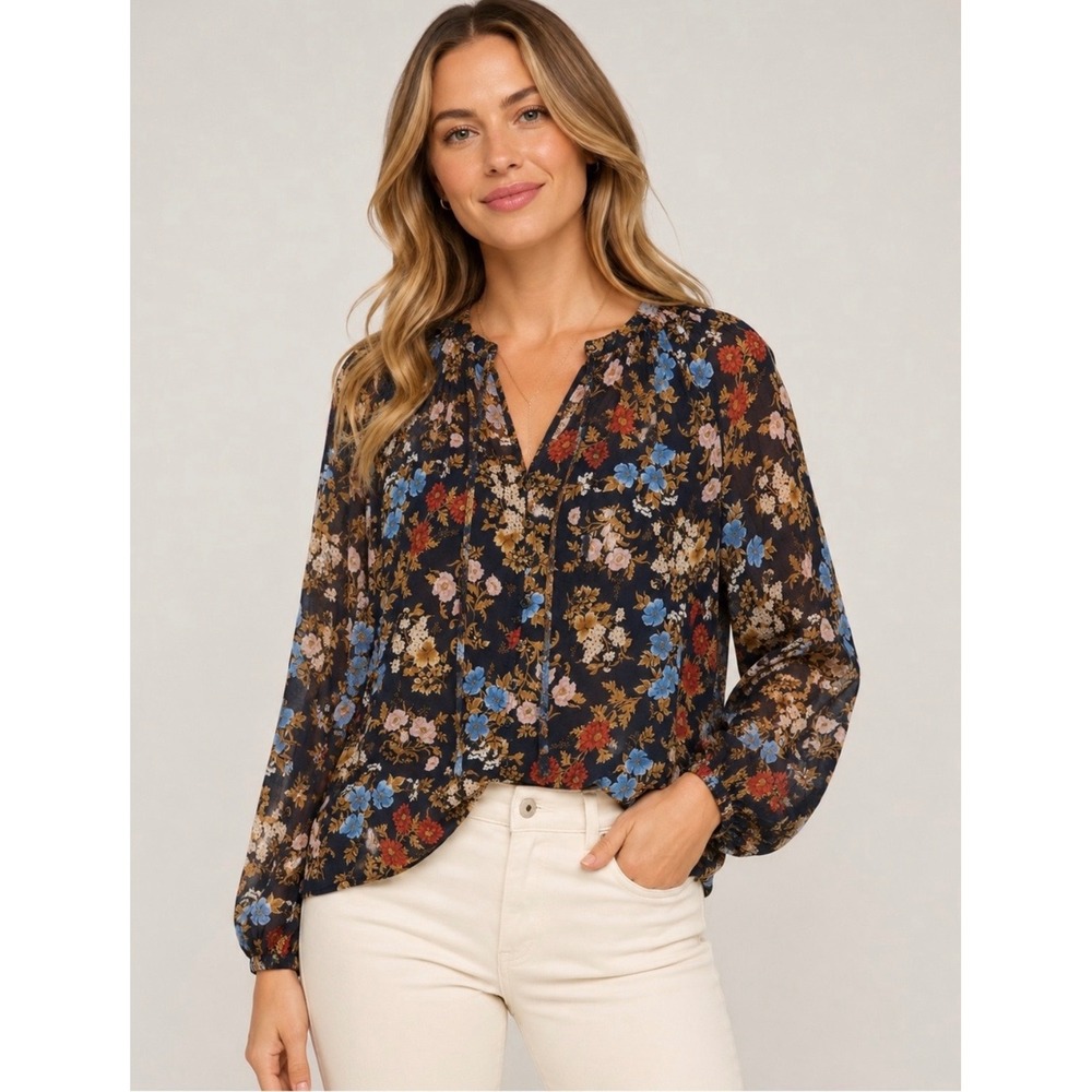 Spell Flora Blouse Women S Mystic Navy Blue Floral Boho Cottage Hippie Peasant